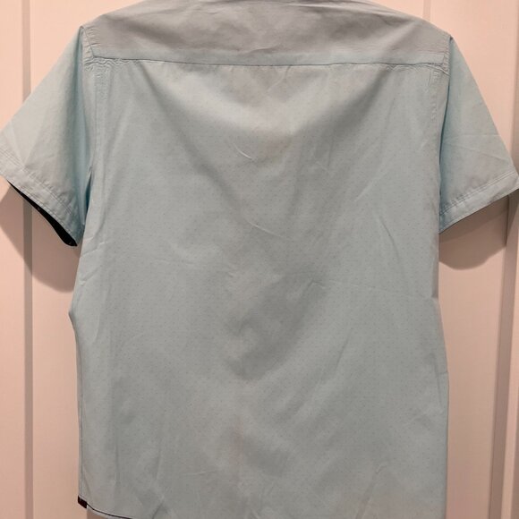 Fitted light teal blue/brown button down - Picture 6 of 10
